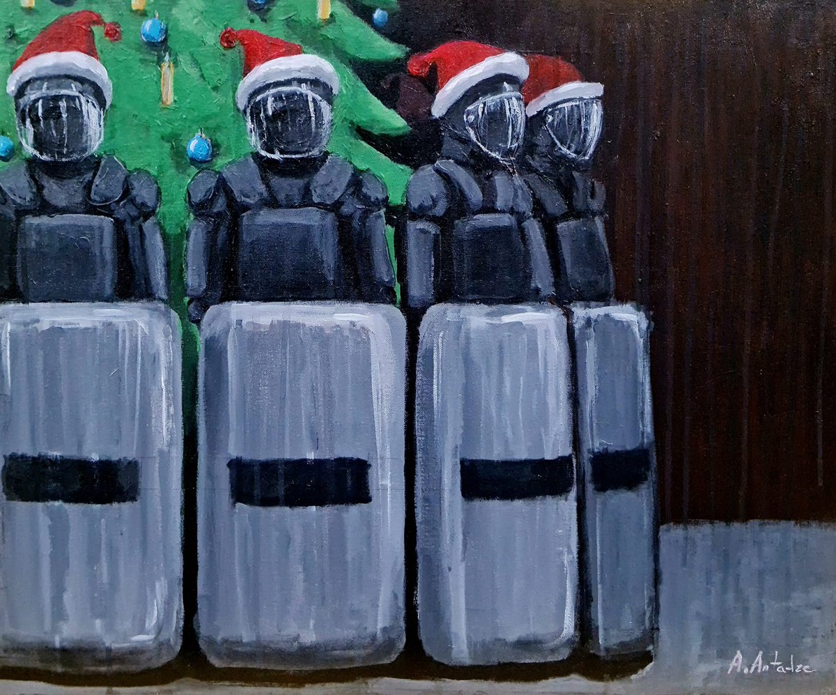 Грузинские силовики на картине Сандро. Фото: Сандро Антадзе /  Facebook