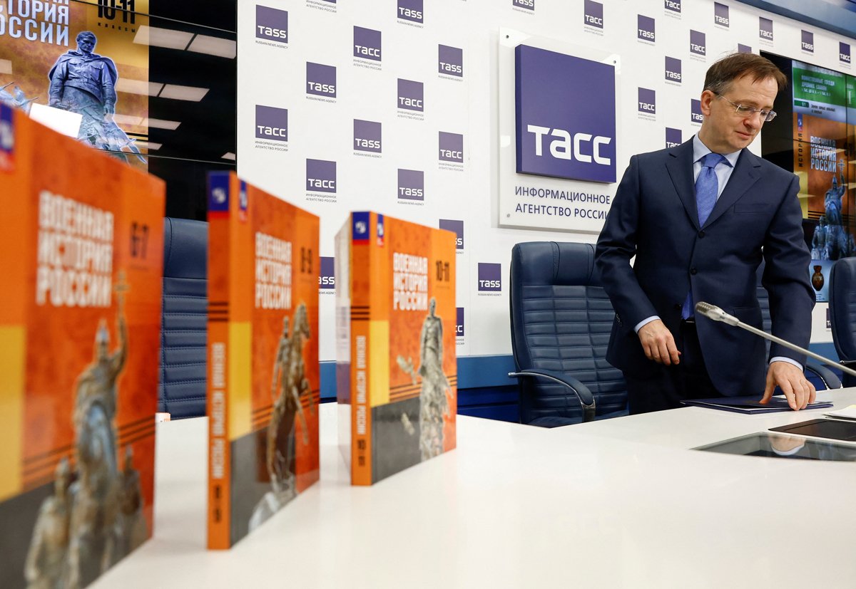 Владимир Мединский на презентации школьных учебников «Военная история России», Москва, 27 января 2025 года. Фото: Максим Шеметов / Reuters / Scanpix / LETA